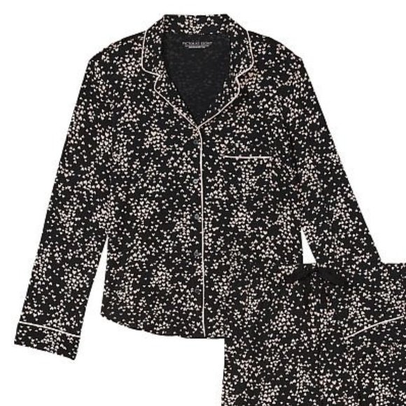 VS XXL Reg 30" Inseam Modal PJ Set Black with Hearts So Comfy! PJ P.J. pjs NWT - Picture 6 of 8